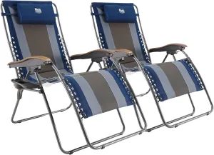 TIMBER RIDGE Oversized Zero Gravity Chair, Padded Reclining Lounge Chair with Adjustable Headrest & Cup Holder, Heavy Duty Support 350 lbs, Foldable for Camping, Lawn, Outdoor & Indoor