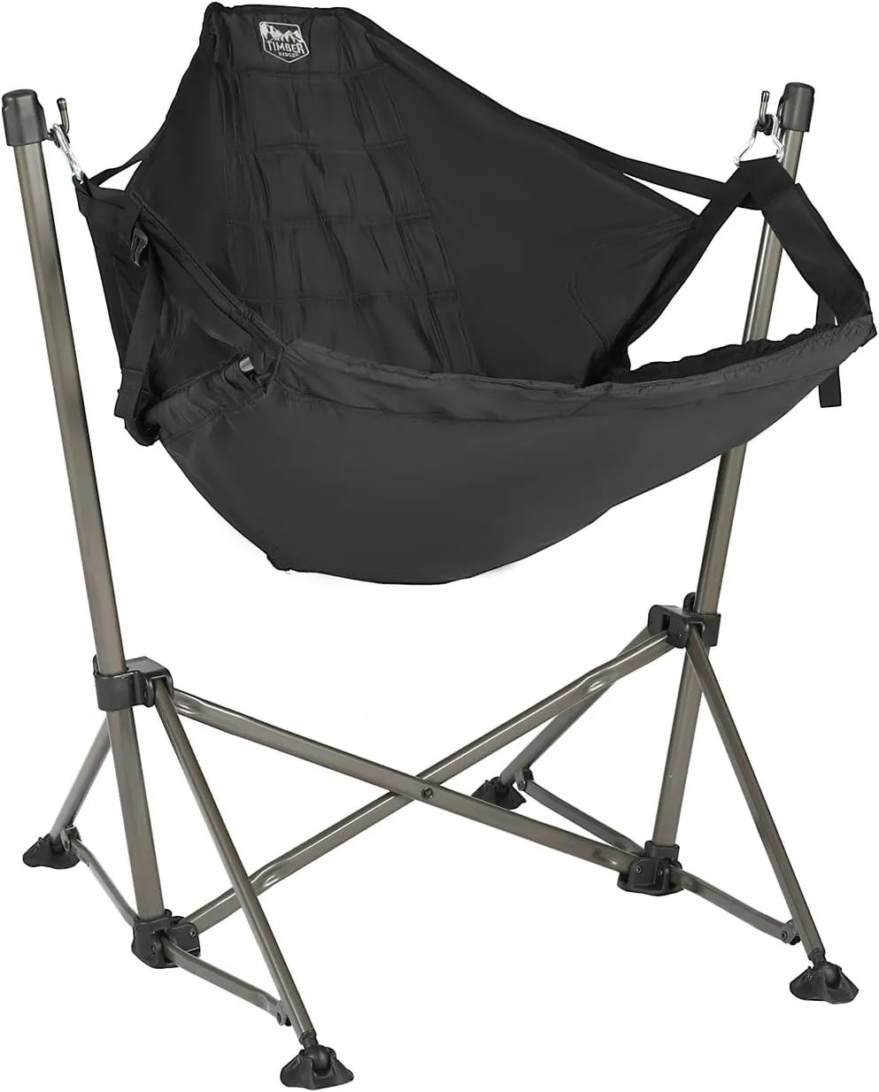TIMBER RIDGE Portable Hammock Camping Chair, Padded Folding Swing Hammock Chair with Stand, Heavy Duty Hammock Camp Chair with Carry Bag for Outdoor Beach Patio, Supports 300lbs, Black