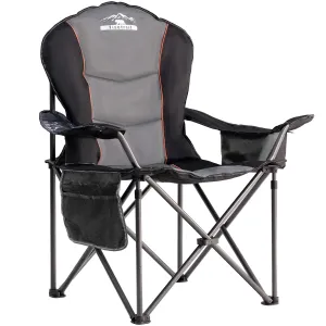 Tisetrail Oversized Camping Chair Folding Chair with Cooler Padded Outdoor Chairs Heavy Duty Support 500 LBS Black&Gray