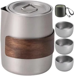 Titanium Alloy Cup Portable Travel Tea Set Outdoor Camping Tea Brewing Cup Titanium Cup and Teacup Outdoor Tableware