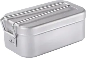 Titanium Bento Camping Lunch Box Mess Kit 800ml with Airtight Lid Seal and Cover Foldable Handle for Heating on Fire Camp Backpacking Container for Outdoor Camping Hiking Picnic Daily Use