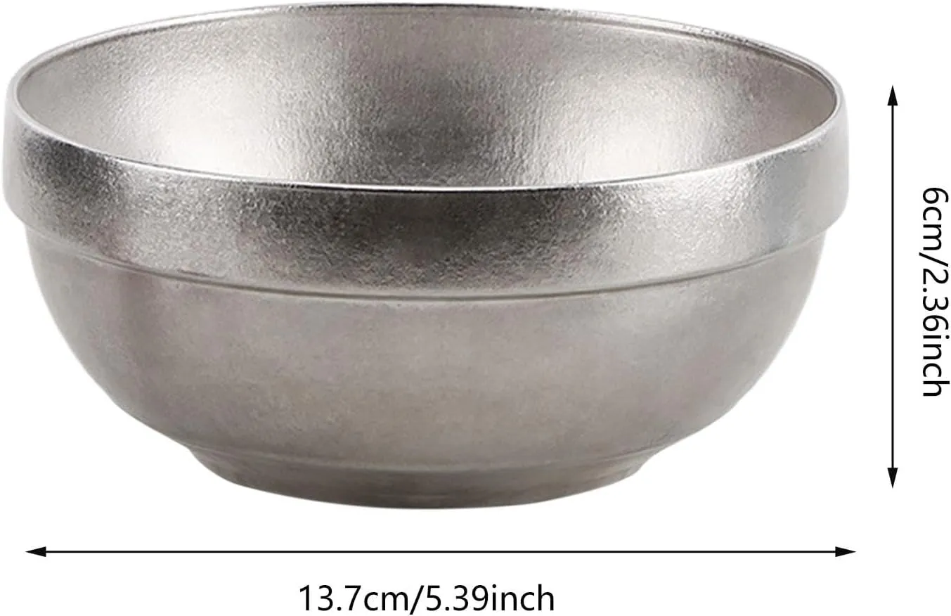 Titanium Bowl, Double Wall Metal Bowl, for Kids, Camping Equipment, Portable Compact Food Bowl, Rice Bowl, Snack Bowl for Hiking