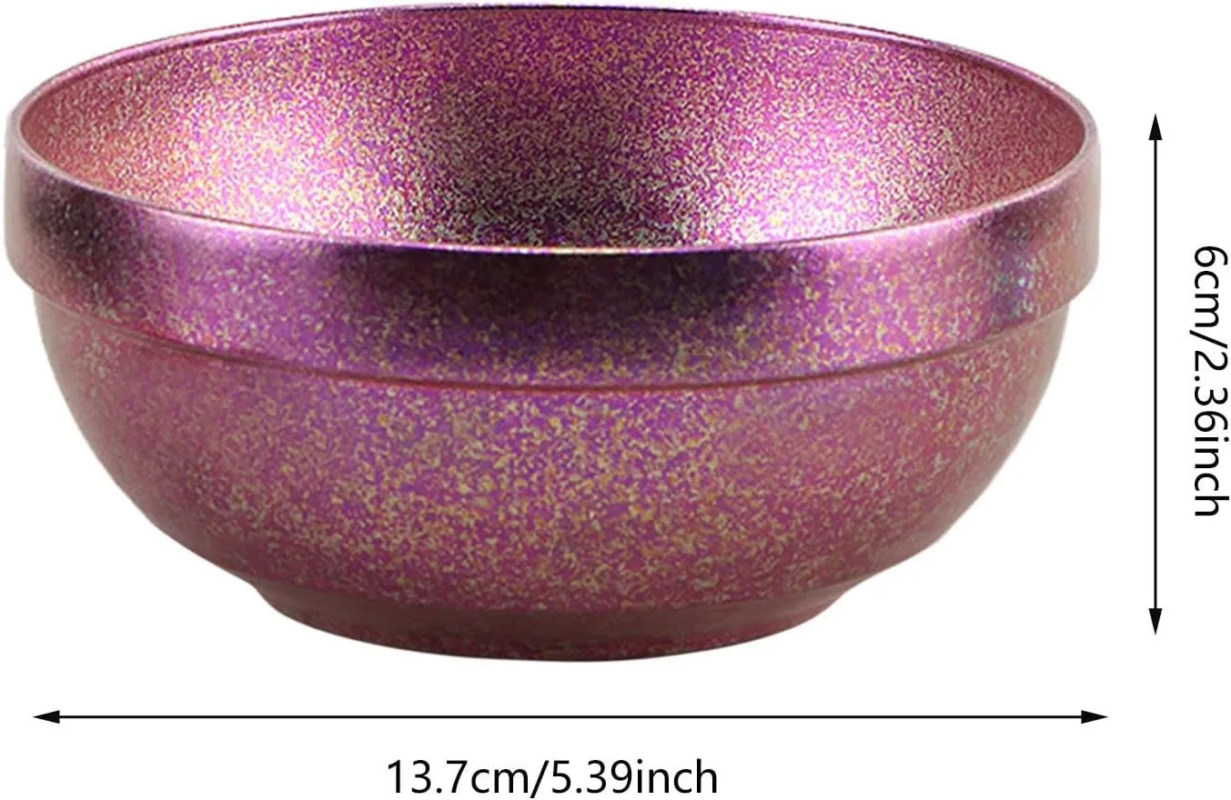 Titanium Bowl, Double Wall Metal Bowl, for Kids, Camping Equipment, Portable Compact Food Bowl, Rice Bowl, Snack Bowl for Hiking