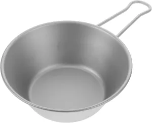 Titanium Camping Bowl with Foldable Handle Outdoor Salad Dish for Hiking and Travel Food-grade Storage Container Lightweight and for Easy Carrying and Mixing Meals