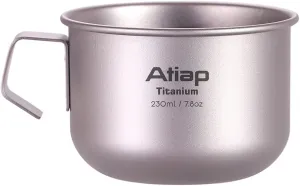 Titanium Camping Mug Pot Cup with Handle 7.78 fl oz, 230ML Titanium Water Tea Coffee Cup with Single Wall Design for Outdoor Camping Hiking Picnic