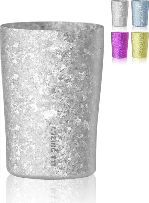 Titanium Cup, 10oz metal drinking cup, double titanium anti-fall, reusable cup, adult general anti-splash, suitable for indoor and outdoor-silver