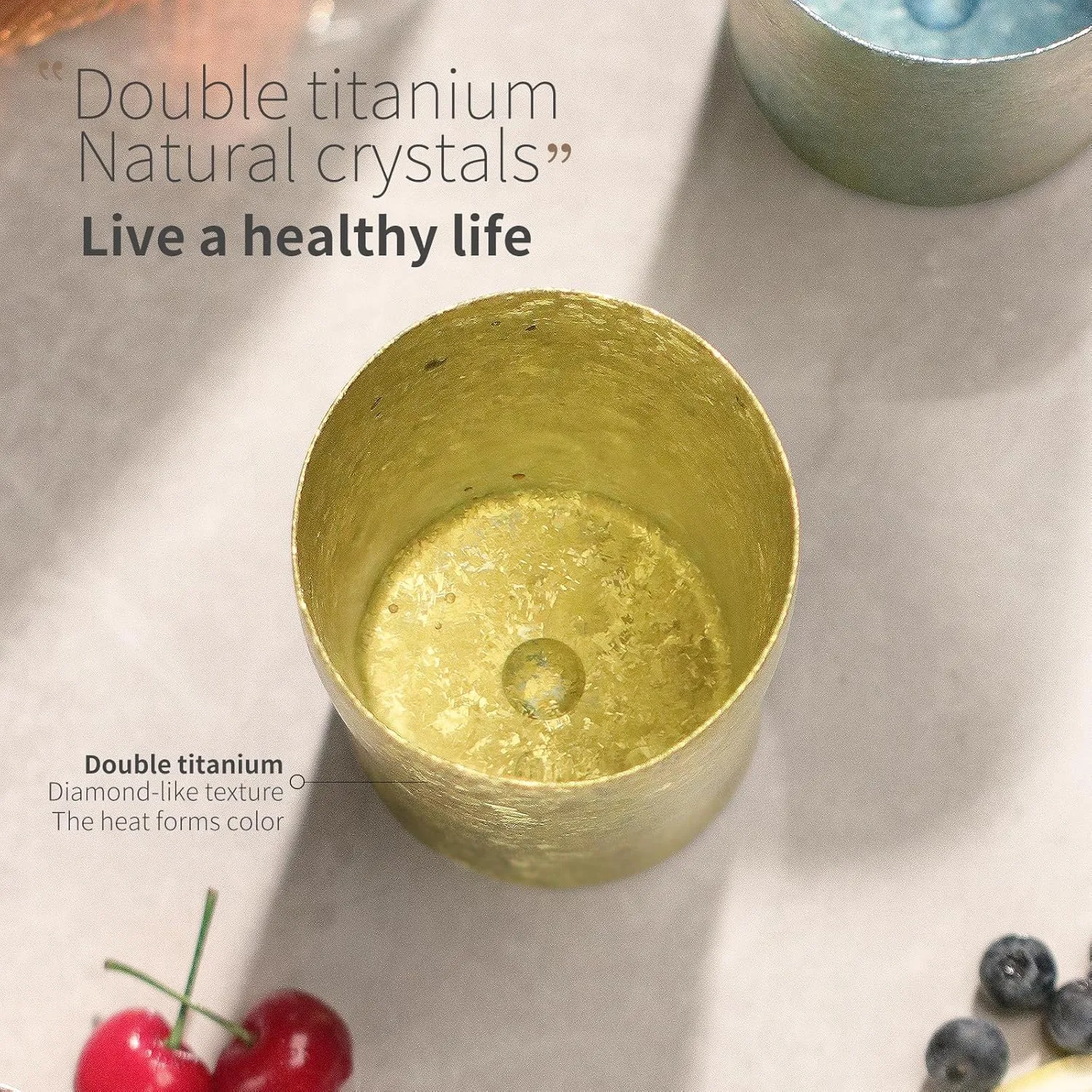 Titanium Cup, 10oz metal drinking cup, double titanium anti-fall, reusable cup, adult general anti-splash, suitable for indoor and outdoor-silver