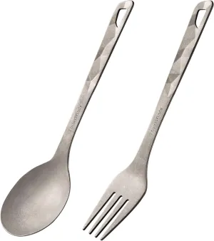 Titanium Cutlery Set, Ultralight and Durable Fork and Spoon, Reusable Flatware for Outdoor Camping Backpacking Hiking Picnic Travel, with Storage Bag