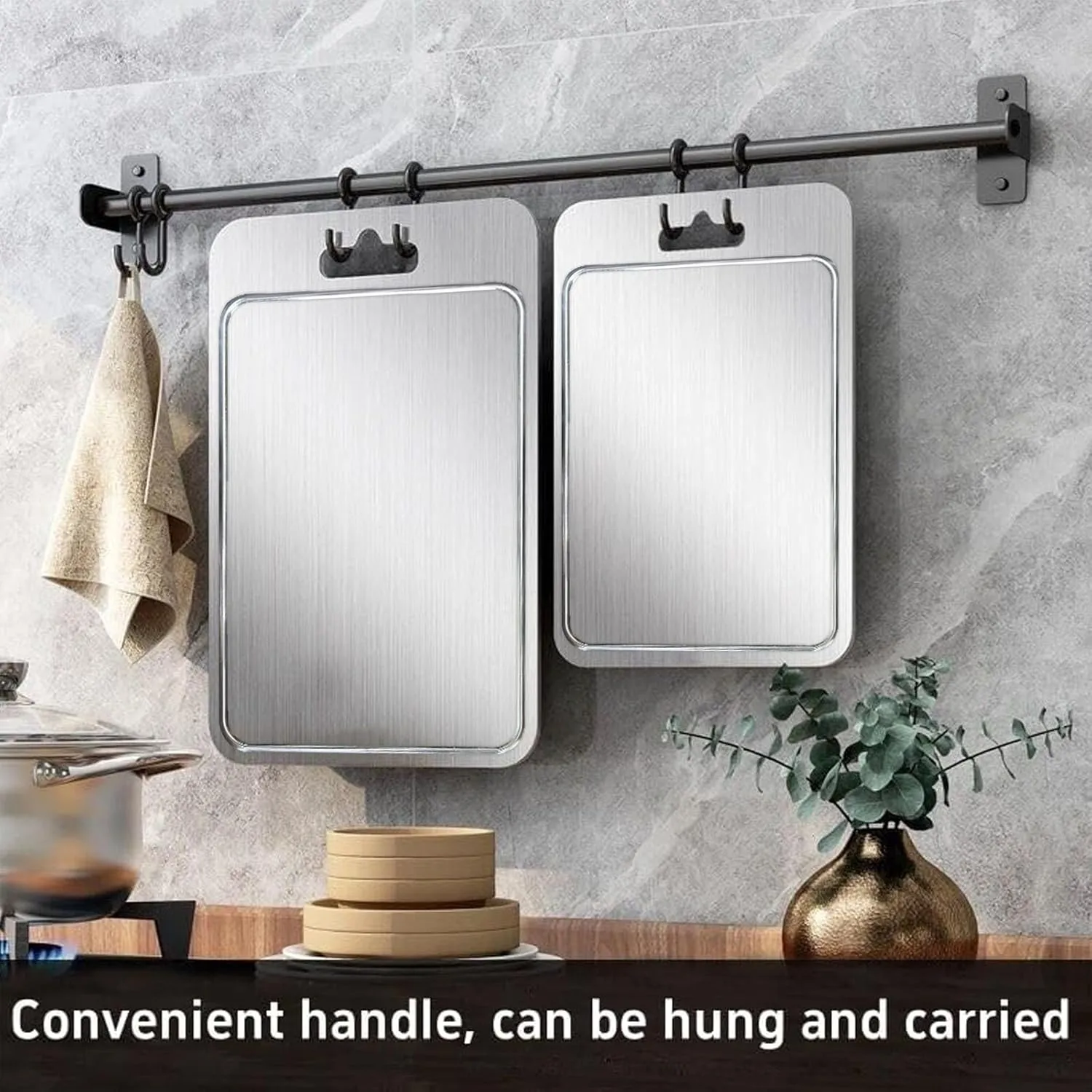 Titanium Cutting Board for Kitchen with Juice Groove， Dishwasher Safe Chopping Boards， Bpa-Free Chopping Board,for Home Counter Outdoor Camping Housewarming Gifts for Women (15.4inx11.1in)