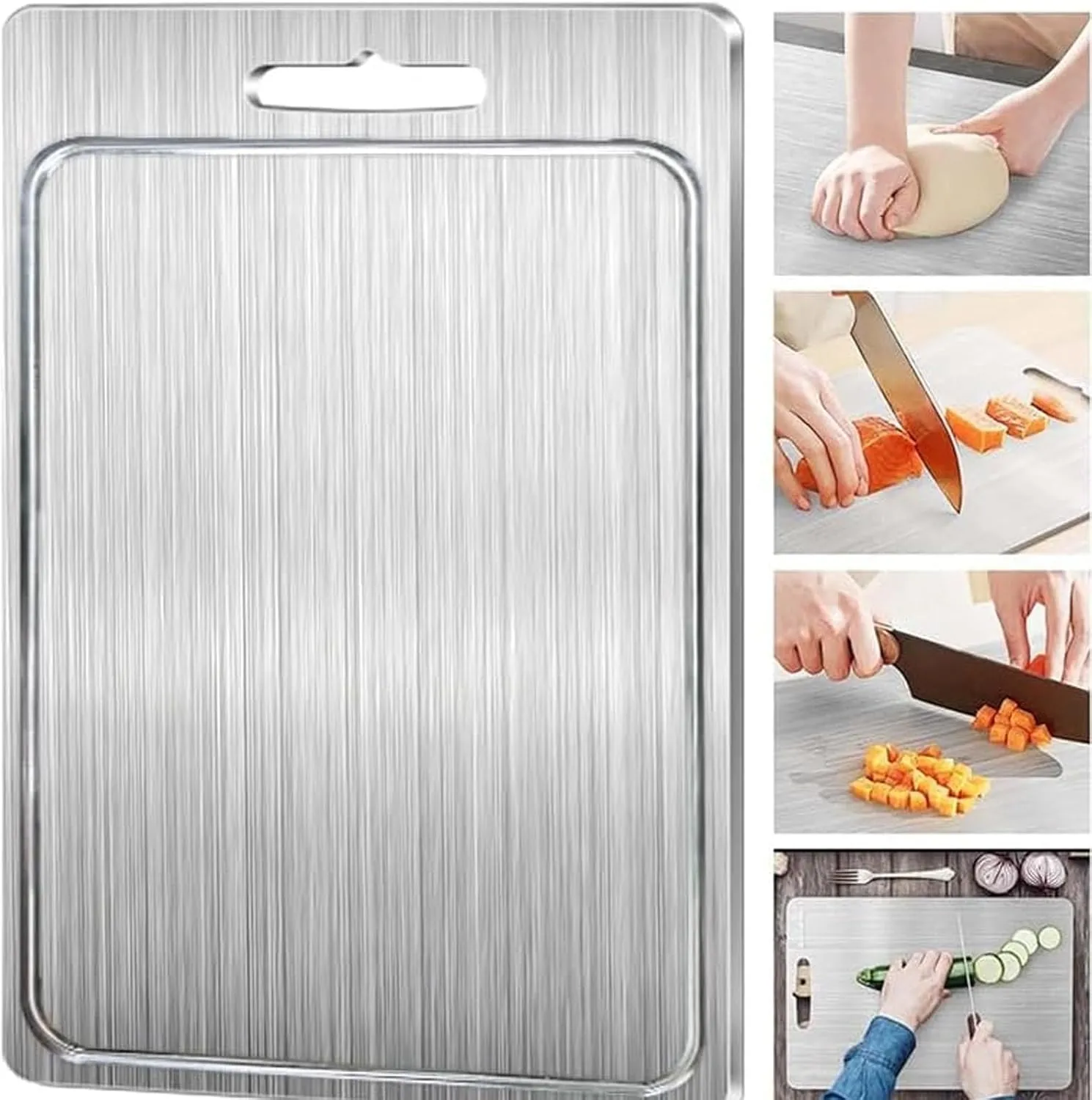 Titanium Cutting Board for Kitchen with Juice Groove， Dishwasher Safe Chopping Boards， Bpa-Free Chopping Board,for Home Counter Outdoor Camping Housewarming Gifts for Women (15.4inx11.1in)