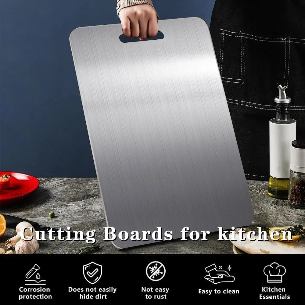 Titanium Cutting Board for Kitchen,18x12 IN Non Toxic Chopping Board, Double-Sided Cutting Board, Food Grade Scratch-resistant for Meat/Fruit/Vegetable for Camping, Dishwasher Safe