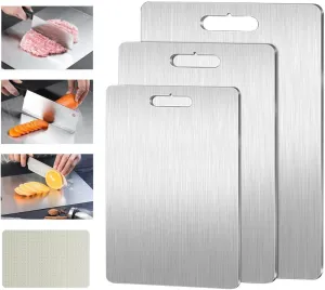 Titanium Cutting Board Set of 3, 100% Pure Titanium Cutting Boards for Kitchen, Double-Sided Food Grade Chopping Boards for Cutting Meats and Vegetables