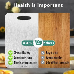 Titanium Cutting Board Set of 3, Stainless Steel Cutting Boards, Non Toxic, Double-Sided Food Grade Chopping Board for Outdoor Camping(15.6" x 11", 13" x 9.3", 11.8" x 7.8")