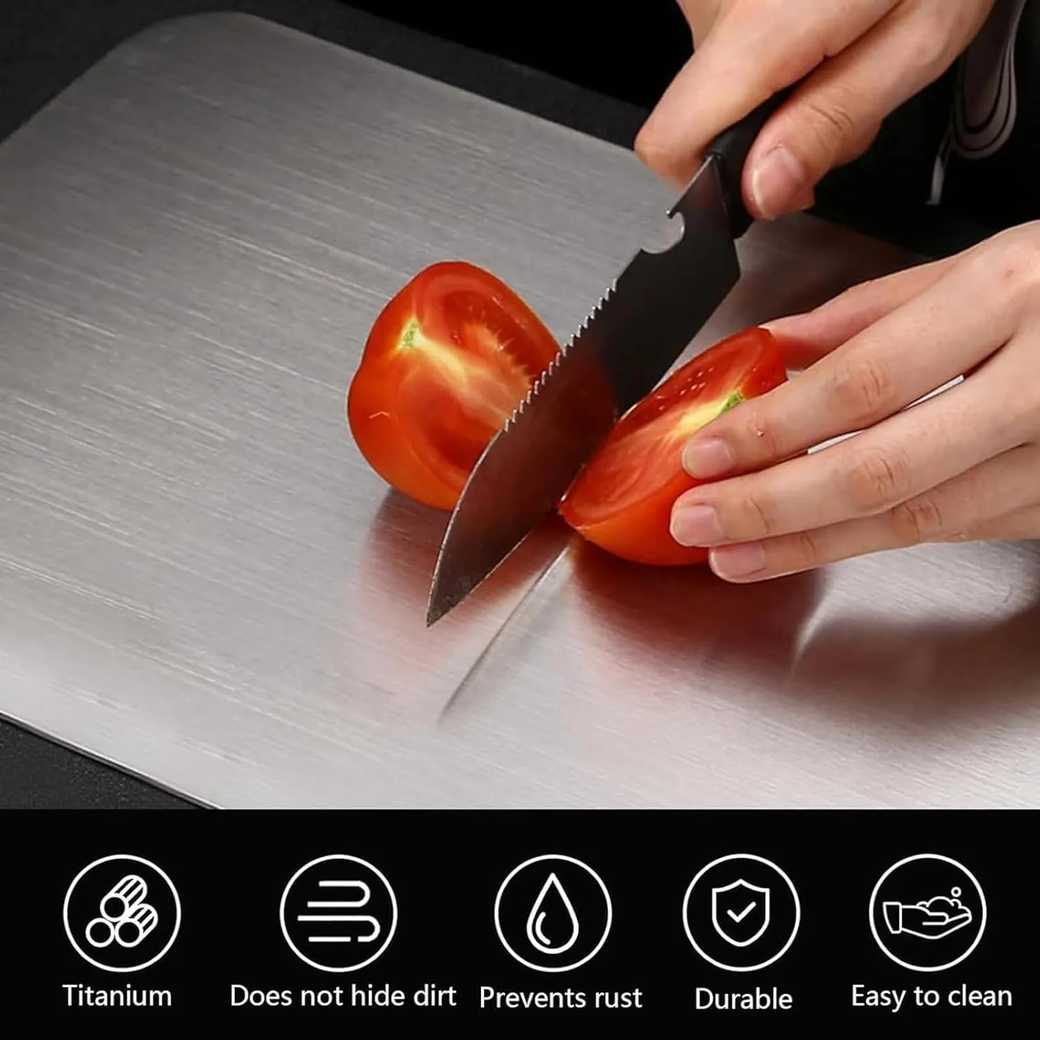 Titanium Cutting Board Set of 3, Titanium Cutting Boards for Kitchen, Double-Sided Food Grade Cutting Board for Cutting Meats Fruits Vegetables