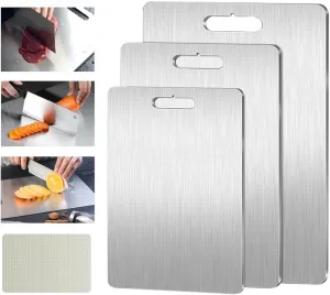 Titanium Cutting Board Set of 3, Titanium Cutting Boards for Kitchen, Double-Sided Food Grade Cutting Board for Cutting Meats Fruits Vegetables