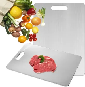 Titanium Cutting Board - Titanware Titanium Cutting Boards for Kitchen, Double-Sided Medical-Grade Hygiene Durable, Dishwasher Safe Stainless Steel Cutting Boards Outdoor Camping (1PC 8x11.5 Inch)