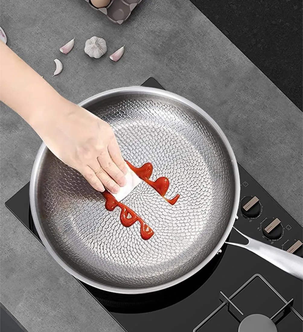 Titanium Hammered Pan Pro with Lid, 2025 New Ultra-Durable Pure Titaniums Non-Stick Frying Pan Upgraded Pot for Cooking, Pure Titanium Frying Skillets Set Even Heating (10.23in, with lid)