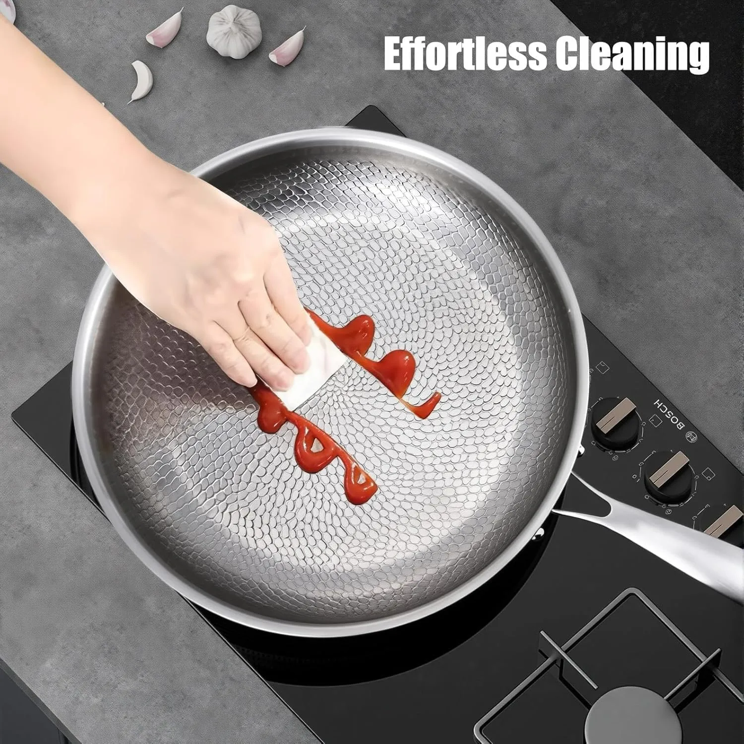 Titanium Hammered Pan Pro With Lid, 2025 Ultra-Durable Scratch-Resistant Non Stick Titanium Nutri Pan For Cooking, Even Heating With Lid And Scratch-Resistant (28cm)
