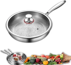 Titanium Hammered Pan Pro With Lid, 2025 Ultra-Durable Scratch-Resistant Non Stick Titanium Nutri Pan For Cooking, Even Heating With Lid And Scratch-Resistant (28cm)