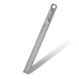 Titanium Metric Ruler 12CM and 4Inch Multi Function with 5mm Hex Wrench, Keychain Hole Ruler EDC Multitool with Centimeters, Millimeters, Inches for Office and School, Easy to Read