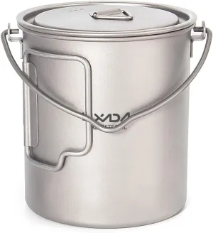 Titanium Pot, 750ml/900ml/1100ml Ultralight Titanium Pot Water Mug Cup with Lid and Foldable Handle Outdoor Camping Cooking Picnic