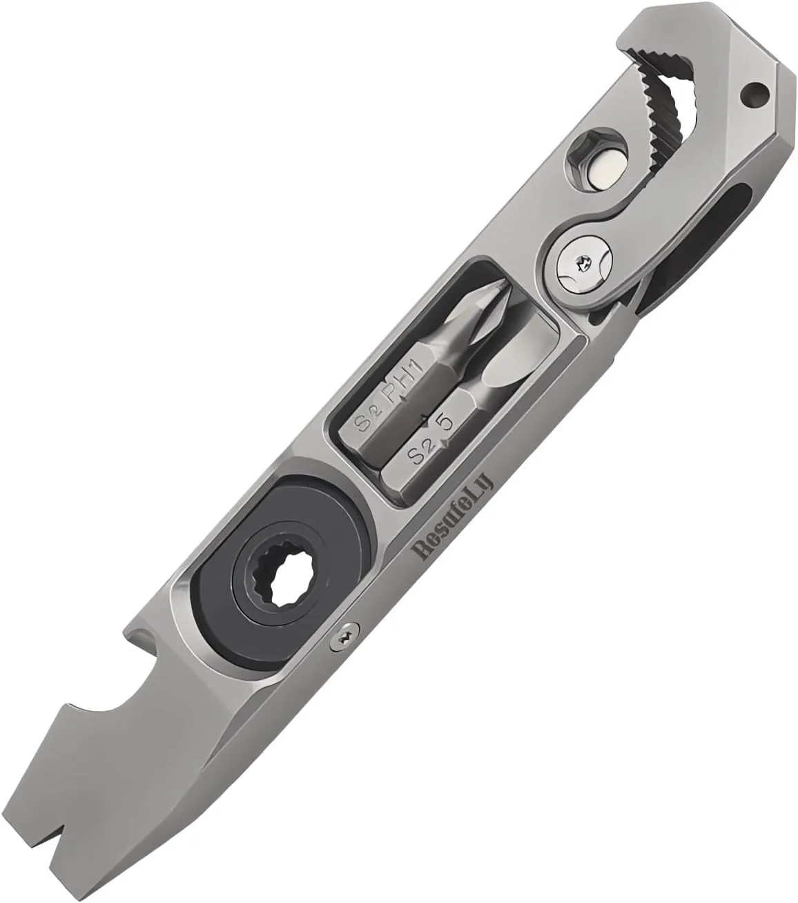 Titanium Pry Bar,Multi-tool,EDC Tool,Versatile Pry Tool,Bottle Opener,Wrench,Ratche screwdriver,Nail puller,Crowbar in One,Compact Versatile Pocket Pry Bar for Everyday Carry
