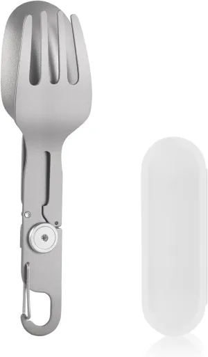 Titanium Tableware Set, 2 in 1 Removable Foldable Tableware, Fork and Spoon, with Storage Box,ifunctional Tableware, Suitable for Outdoor, Camping, Hiking, Picnic