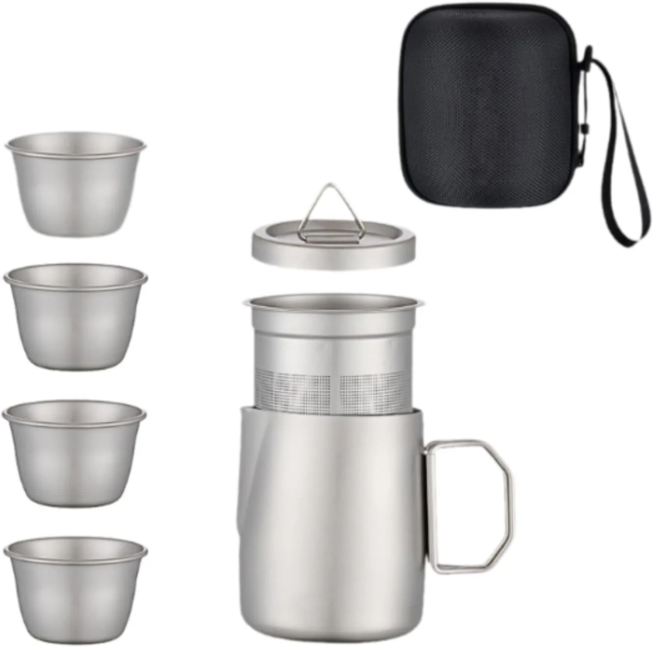 Titanium Tea Set, Travel Teapot, Traditional Chinese Gift Tea Make, Kung Fu Tea Pot with Tea Cups for Outdoor Home Picnic