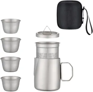 Titanium Tea Set, Travel Teapot, Traditional Chinese Gift Tea Make, Kung Fu Tea Pot with Tea Cups for Outdoor Home Picnic