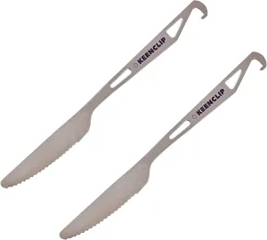 Titanium Utility Camping Cutlery Knife with Bottle Opener, Set of 2 - Ultralight and Compact for Camping Hiking Backing Traveling and Picnic