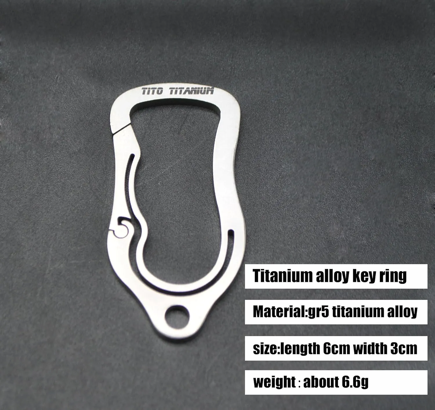 TiTo Titanium Gr5 Carabiner Key Ring Buckle Quickdraw Hook Key Chain Camping Hiking Backpack EDC Tool(titanium color)