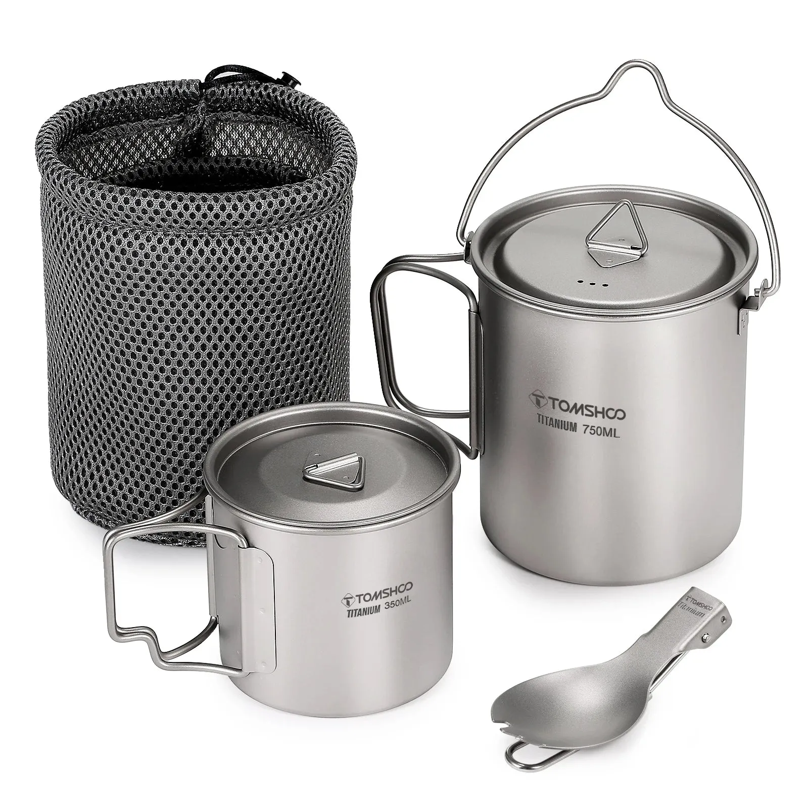 TOMSHOO 750ml Titanium Camping Pot & Mug