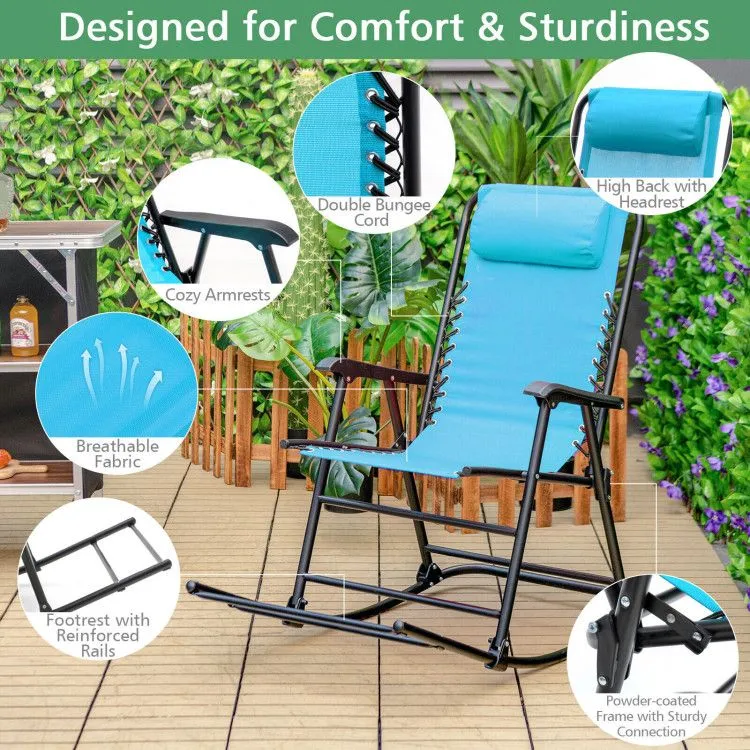 TrailGlide™ Zero Gravity Rocking Chair – Foldable Outdoor Lounger with Lock & Headrest