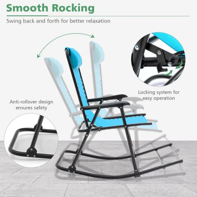 TrailGlide™ Zero Gravity Rocking Chair – Foldable Outdoor Lounger with Lock & Headrest