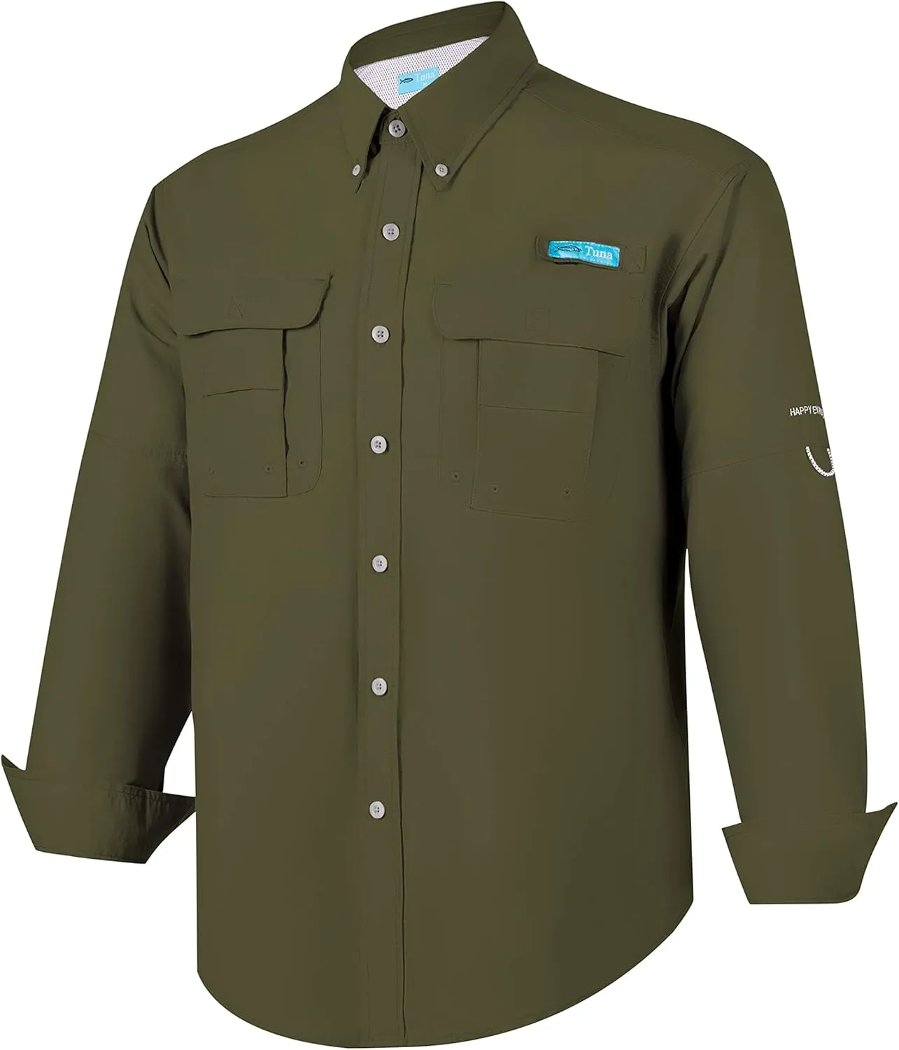 Tuna Men's Fishing Outdoor Button Down UPF 50  Sun Protection Waterproof Hiking Long Sleeve Shirts