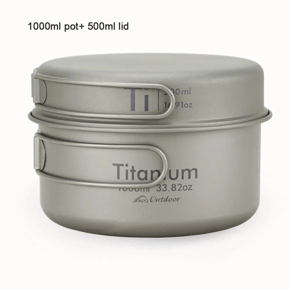 Ultralight Titanium Pan Outdoor Cookware Camping Pot Folding Tableware Enhancing The Body Resistance