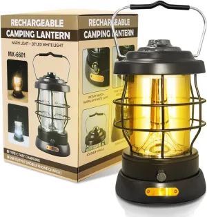 UniqueFire Retro Camping Lantern Rechargeable 1500LM 2 Modes Dimmable,Portable Electric Hurricane Lamp Hands-Free Flashlight,5000 mA High Capacity Battery LED Lanterns for Power Outages Indoor