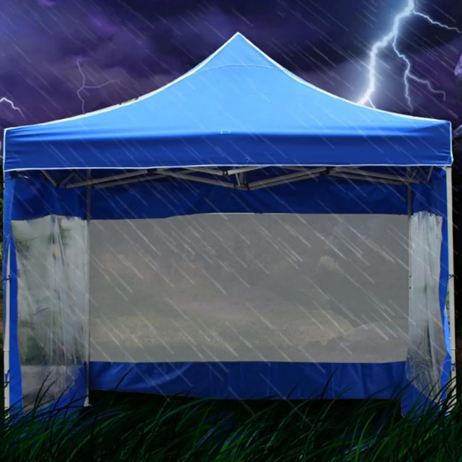 VESNIBA Canopy Tent Sun Shelter,Portable Popup Screened Easy up Outdoor Screen House Shelter, Camping Sun with Transparent Window, Water Proof Rainproof Cloth Portable Beach Umbrella (Blue, One Size)