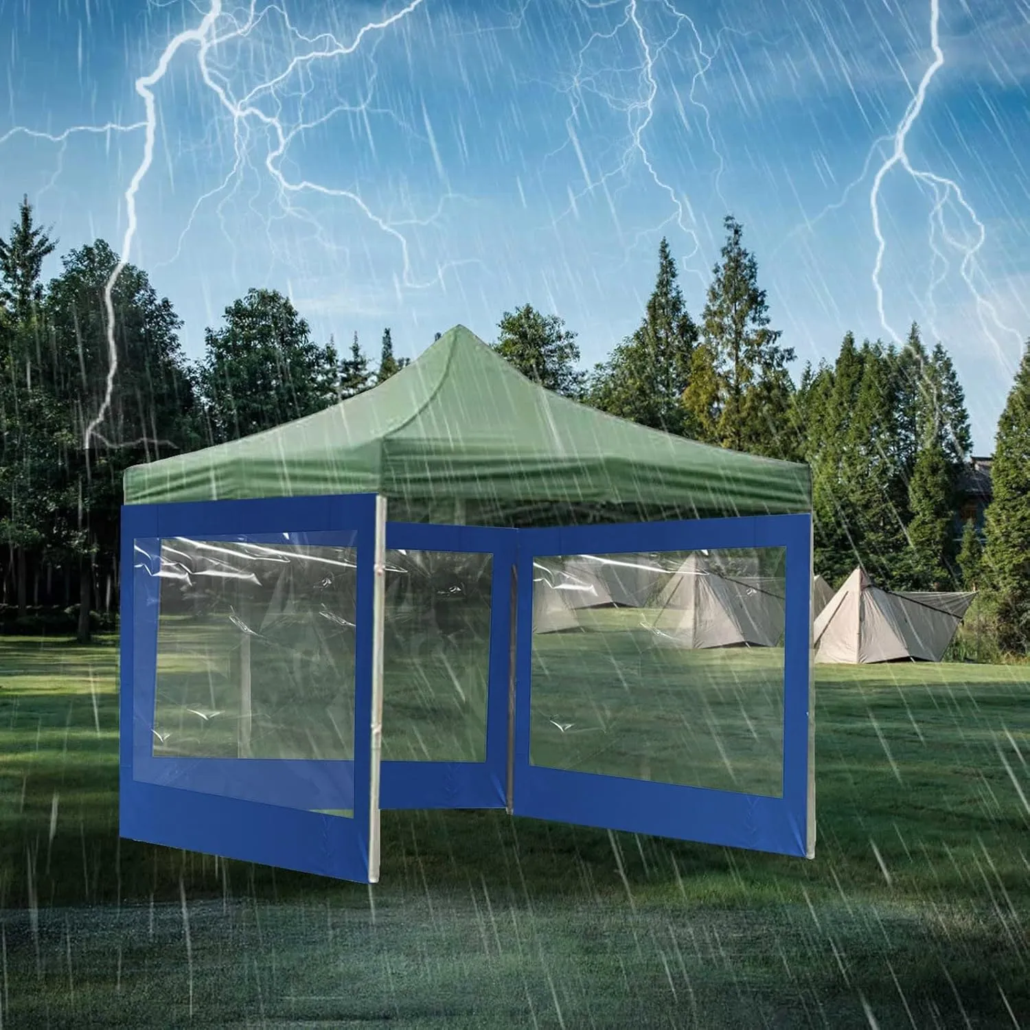 VESNIBA Canopy Tent Sun Shelter,Portable Popup Screened Easy up Outdoor Screen House Shelter, Camping Sun with Transparent Window, Water Proof Rainproof Cloth Portable Beach Umbrella (Blue, One Size)