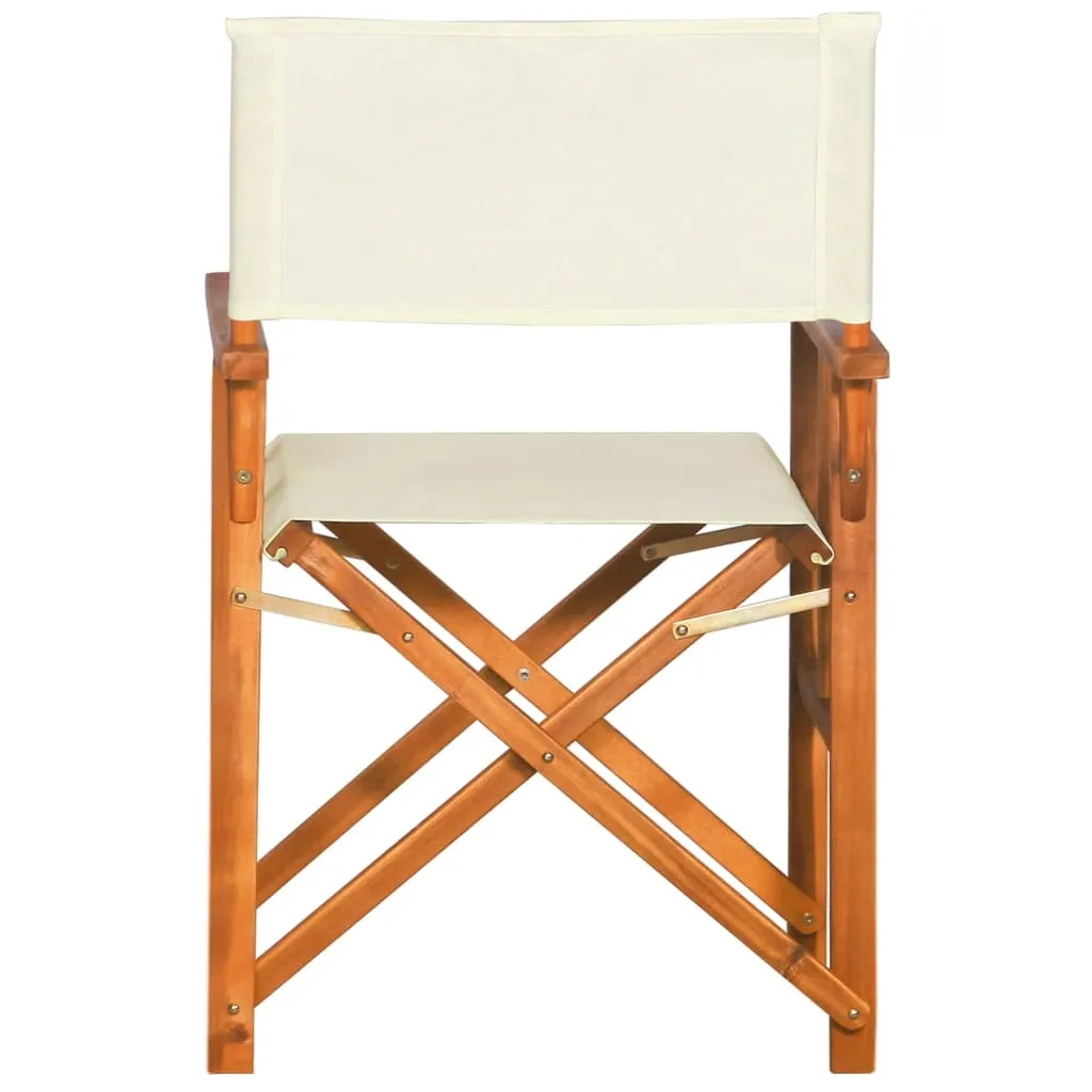 vidaXL Director Chair Brown and Cream Solid Acacia Wood and 100% Polyester