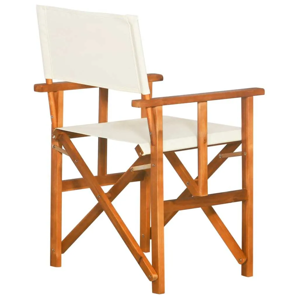 vidaXL Director Chair Brown and Cream Solid Acacia Wood and 100% Polyester