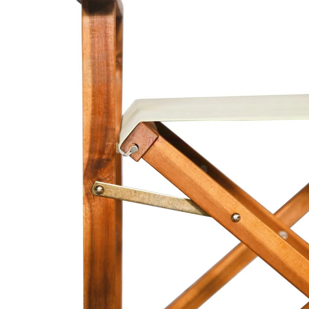 vidaXL Director Chair Brown and Cream Solid Acacia Wood and 100% Polyester