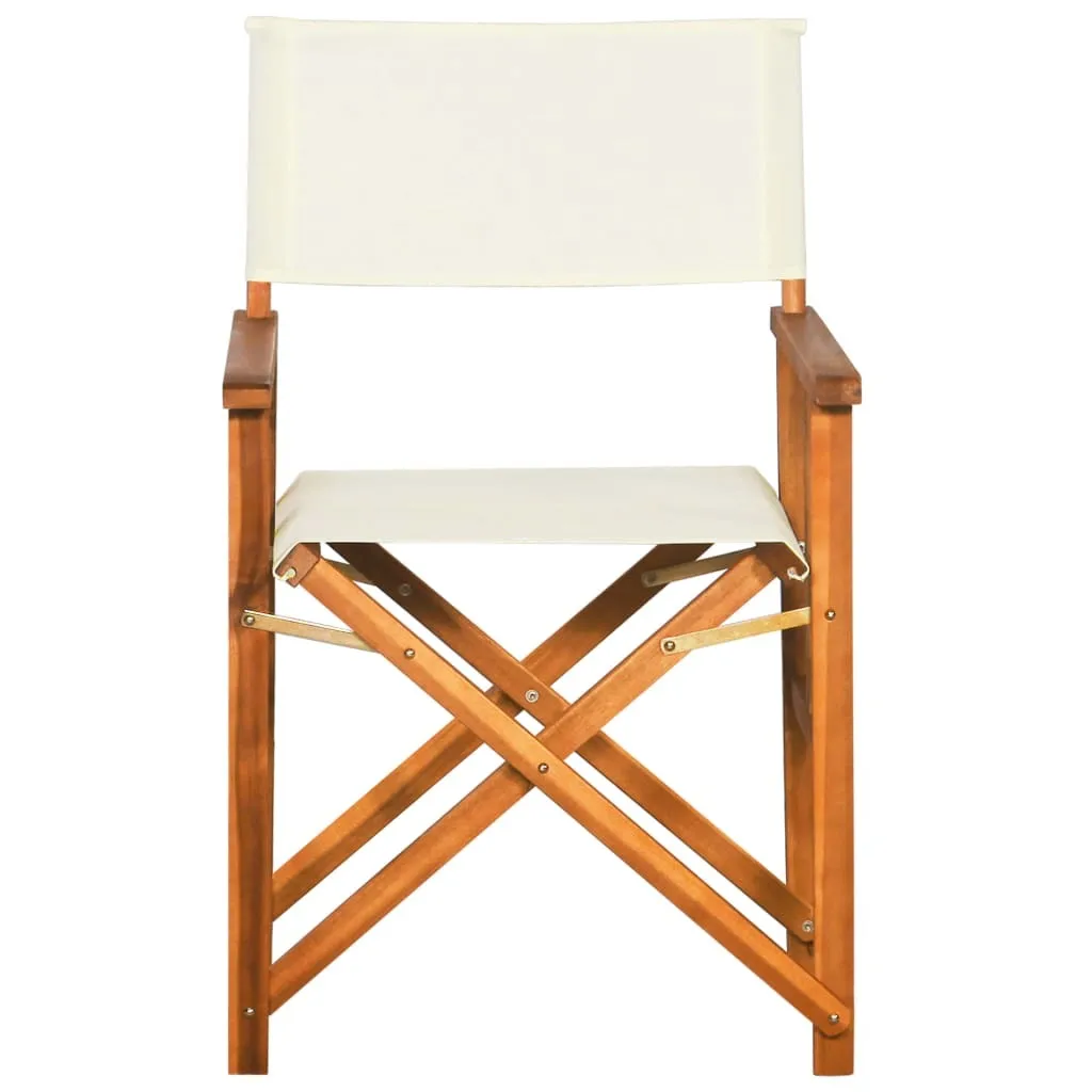 vidaXL Director Chair Brown and Cream Solid Acacia Wood and 100% Polyester