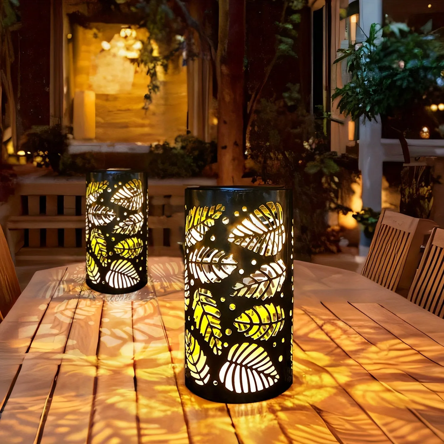 Vintage Metal Solar Lantern  LED Tree  Leaf Design-KSM1