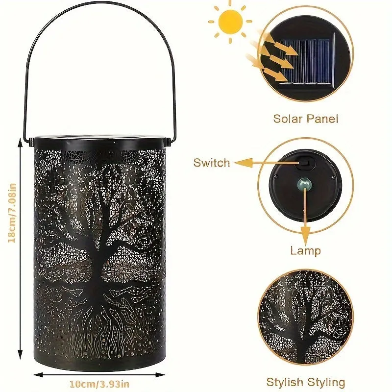 Vintage Metal Solar Lantern  LED Tree  Leaf Design-KSM1