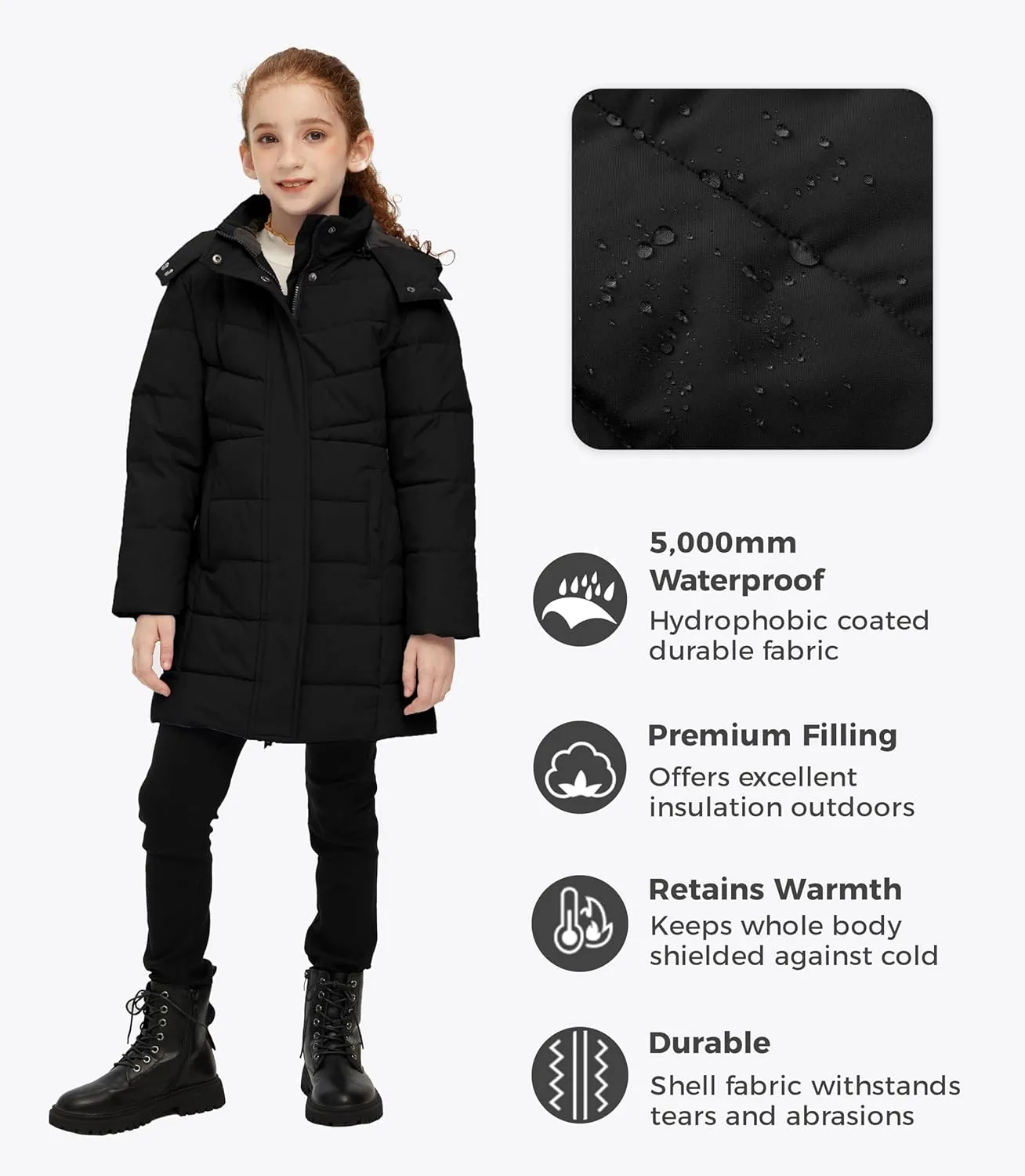 Wantdo Girl's Puffer jacket Warm Insulated Winter Coat Lightweight Water-Resistant Padded Parka with Hood