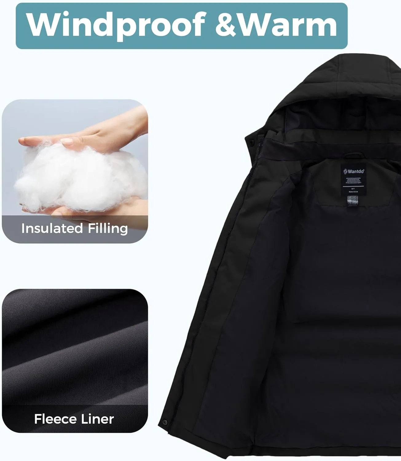 Wantdo Girl's Puffer jacket Warm Insulated Winter Coat Lightweight Water-Resistant Padded Parka with Hood