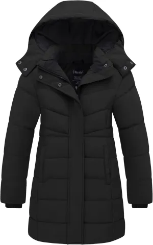 Wantdo Girl's Puffer jacket Warm Insulated Winter Coat Lightweight Water-Resistant Padded Parka with Hood