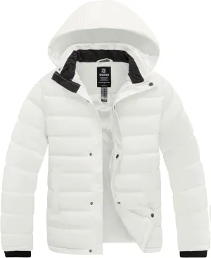 wantdo Men's Quilted Puffer Jacket Hooded Waterproof winter jacket Warm Puffer Coat Outwear
