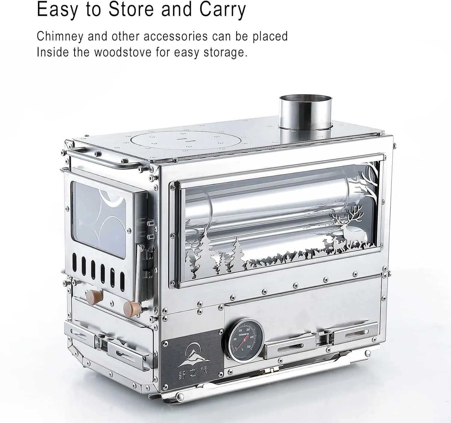 Wood Stove Wood Burning Stove Hot Tent Stove, Stainless Steel Portable Camping Stove with Oven & Camping Table and 6 Chimney Pipe for Outdoor, Camping, Cooking, Tents, Car Travel